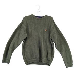 Vtg 80s Chaps Ralph Lauren Pullover Green Knit Sweater Men's XL Hand Framed Logo